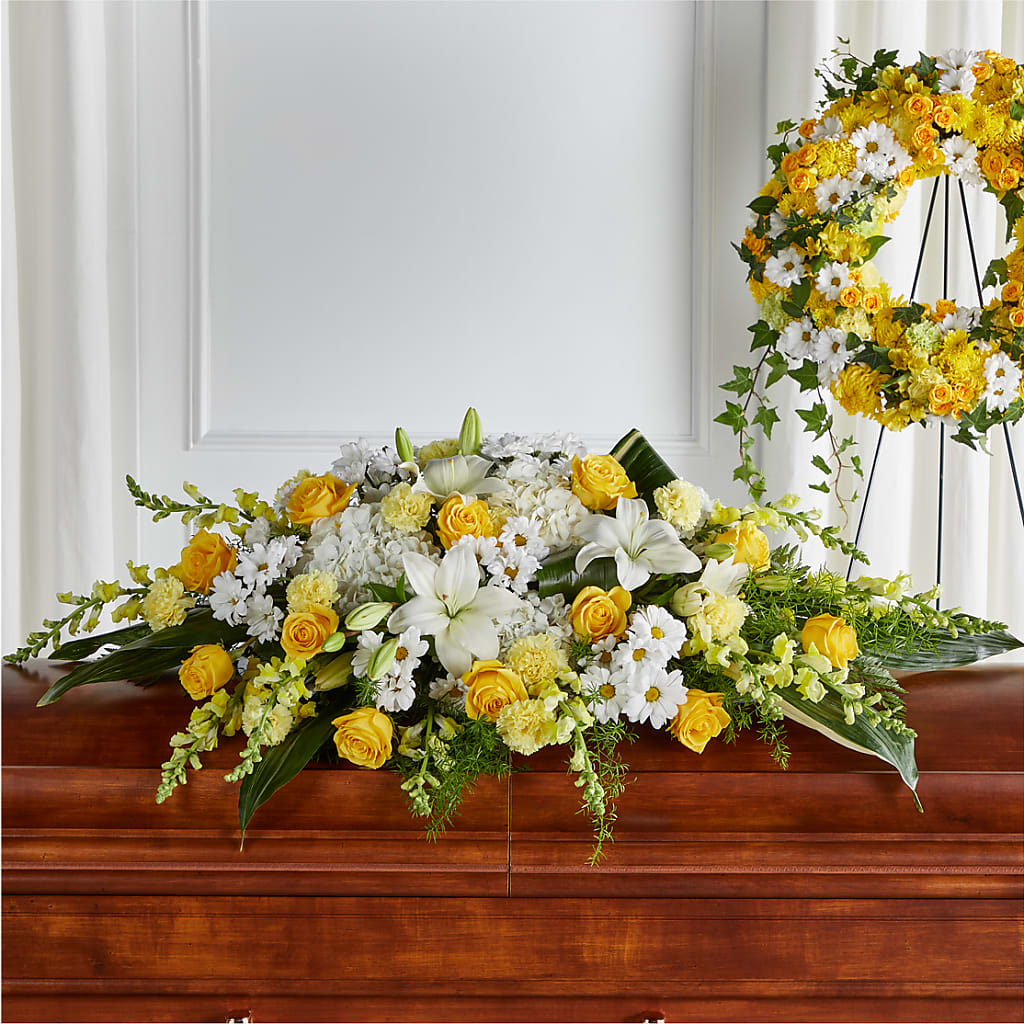 Golden Harmony Casket Spray – Garden City Florist, Arlington VA