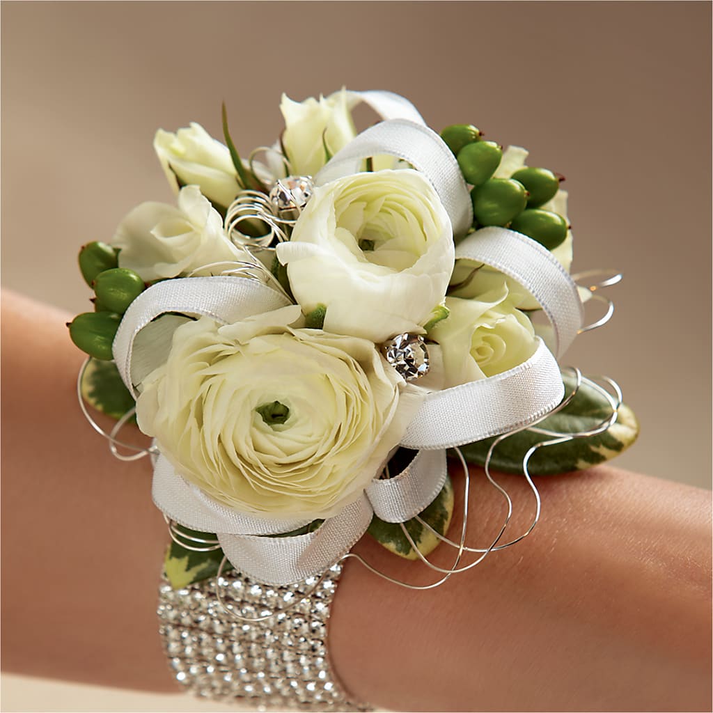 White Wedding Corsage – Garden City Florist, Arlington VA