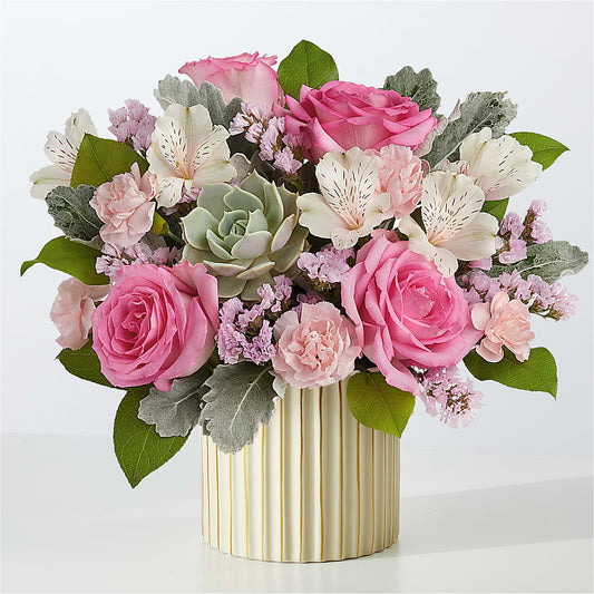 Dusty Rose Bouquet with Ivory Vase –  Garden City Florist, Arlington VA