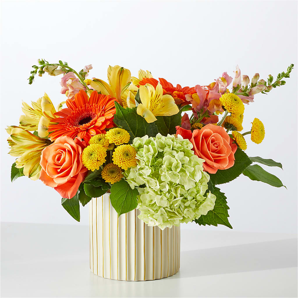 Autumn Sunshine Bouquet with Ivory Vase –  Garden City Florist, Arlington VA