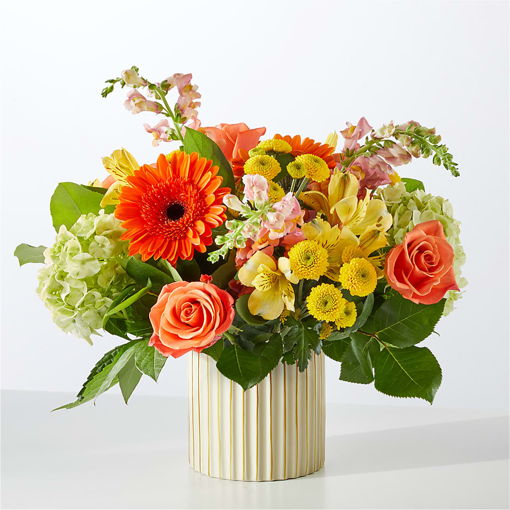 Autumn Sunshine Bouquet with Ivory Vase –  Garden City Florist, Arlington VA