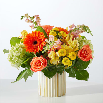 Autumn Sunshine Bouquet with Ivory Vase –  Garden City Florist, Arlington VA